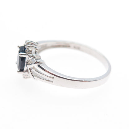 NEVADA 925 Sterling Silver Vintage Real Oval-Cut Sapphire Ring Size 9.25