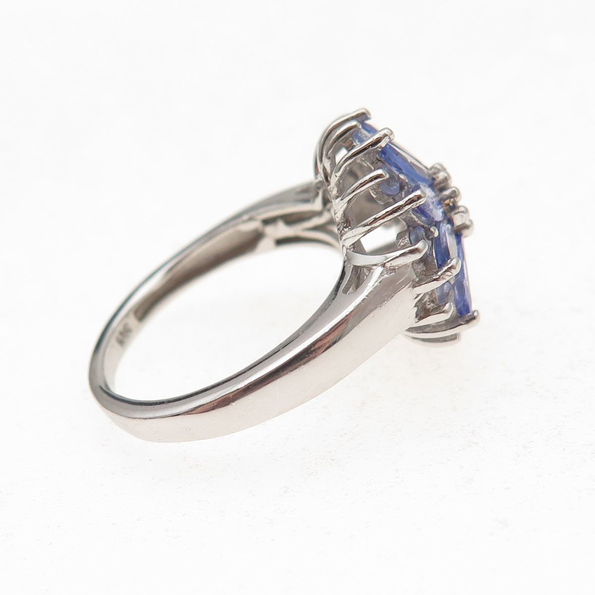 Chuck Clemency 925 Sterling Silver Real Tanzanite Floral Ring Size 6