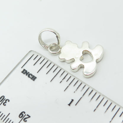 950 Silver Vintage Bear Loving Heart Charm Pendant