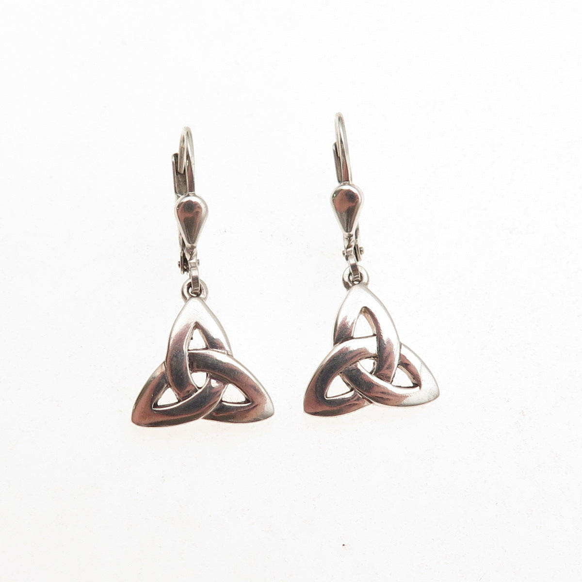Solvar 925 Sterling Silver Vintage Ireland Celtic Trinity Knot Dangle Earrings