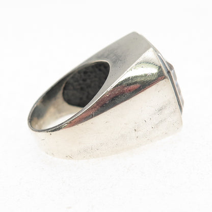 925 Sterling Silver Vintage Emerald-Cut C Z Modernist Oxidized Ring Size 6.75