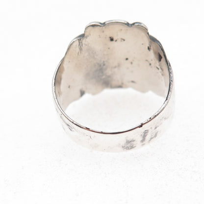 925 Sterling Silver Vintage Aztec Oxidized Ring Size 8.5
