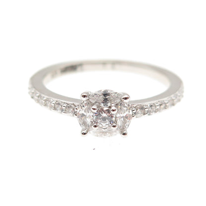 DSMK 925 Sterling Silver Round & Marquise-Cut C Z Engagement Ring Size 7.25