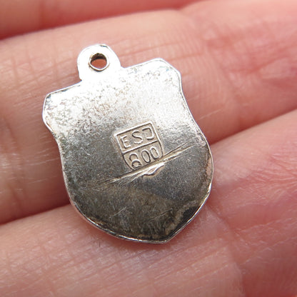 800 Silver Vintage ESJ Enamel Bad Bruckenau Coat of Arms Minimalist Pendant
