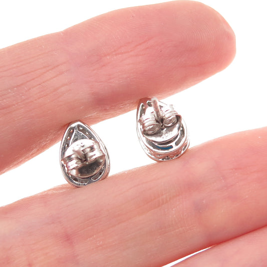 Chuck Clemency 925 Sterling Silver Real Turquoise & White Topaz Stud Earrings