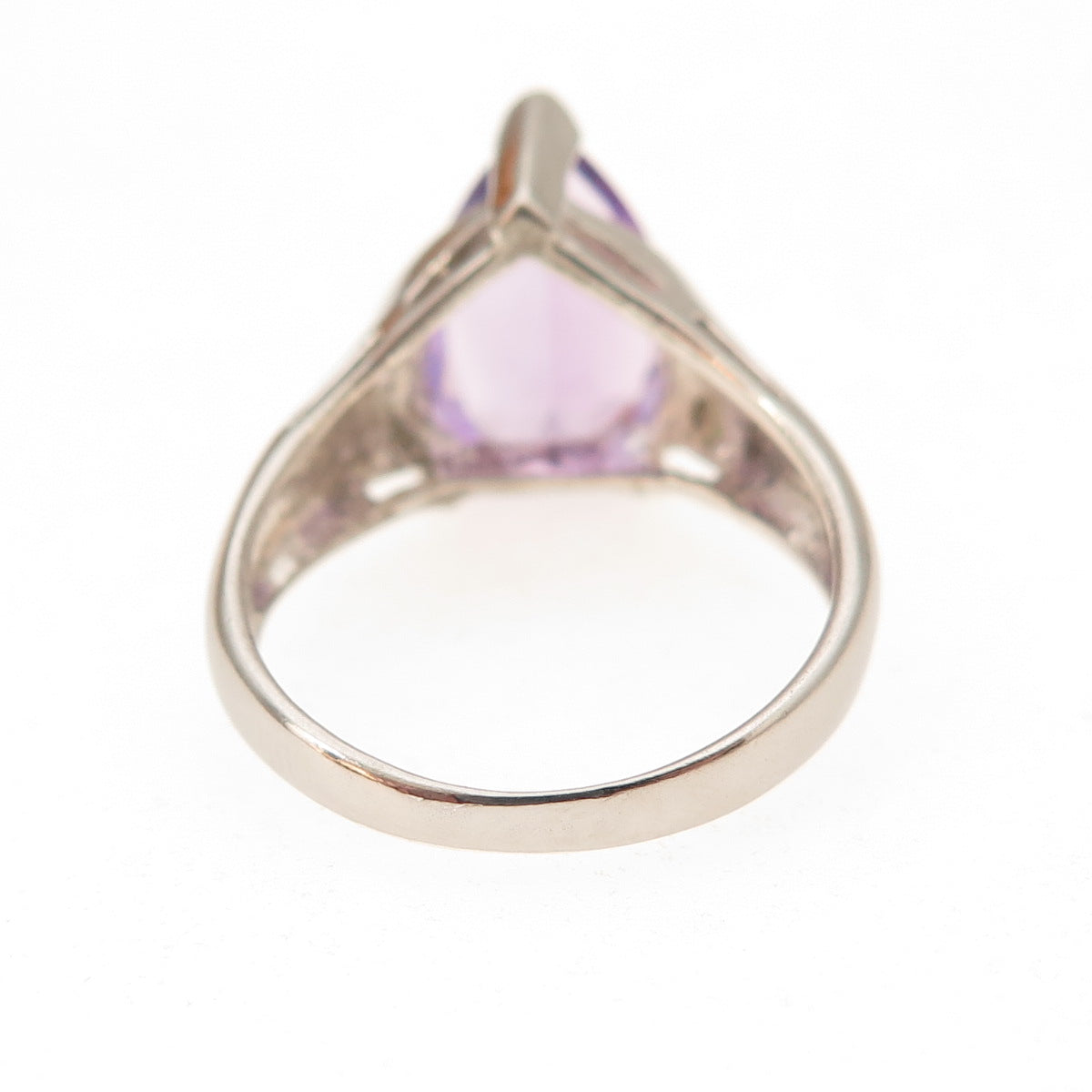 Han 925 Sterling Silver Vintage Real Pear-Cut Amethyst Ring Size 6.5