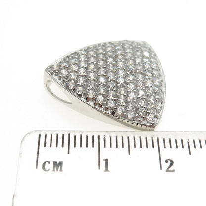 925 Sterling Silver Round-Cut C Z Sparkle Triangle Slide Pendant