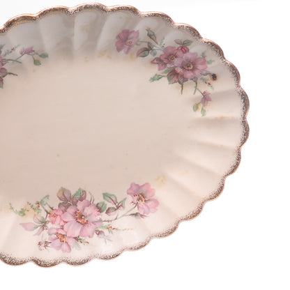 LIMOGES Antique Warranted 22K Gold 3K G-F. W. Wild Rose Porcelain Serving Plate