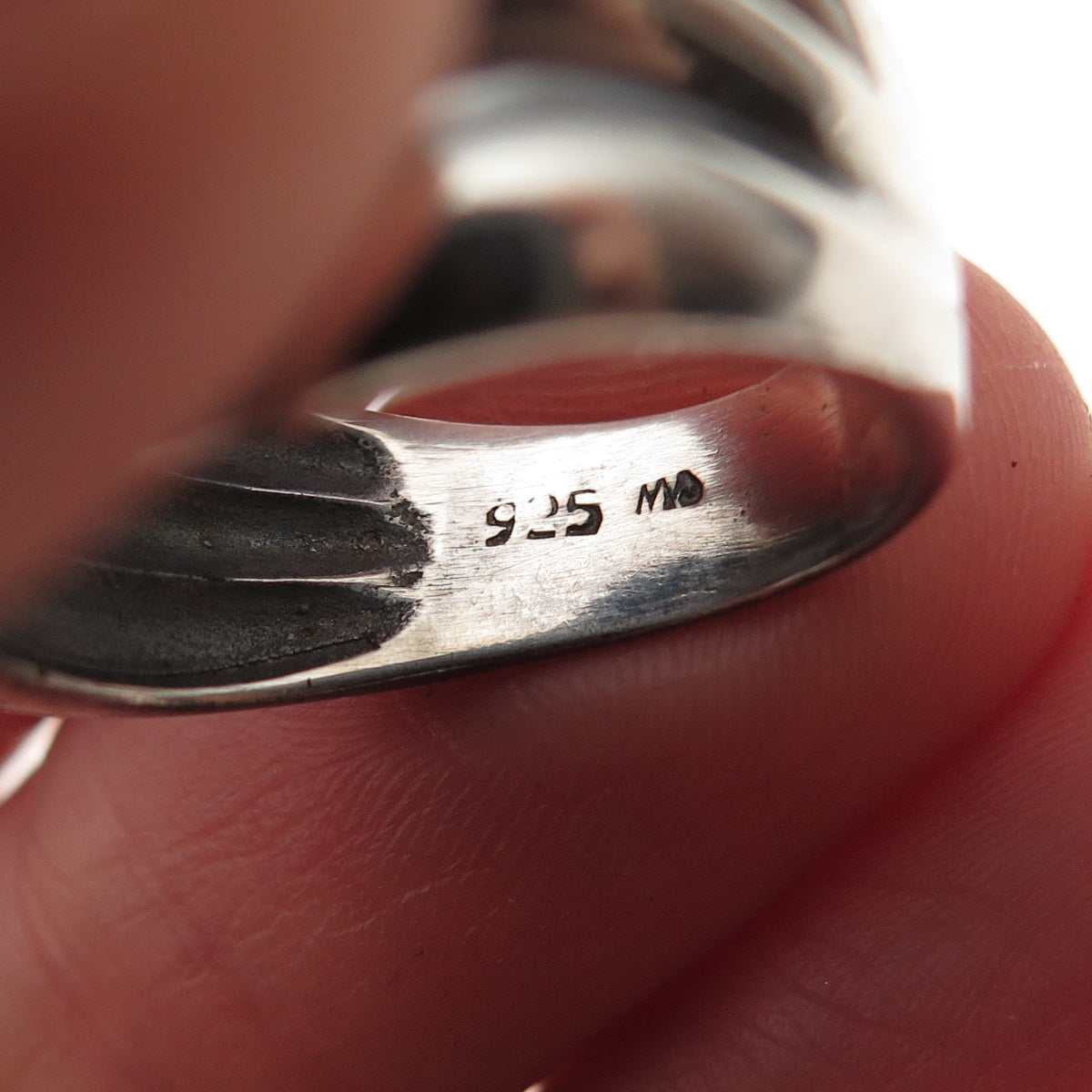 Charles Winston 925 Sterling Silver Vintage Modernist Oxidized Ring Size 6