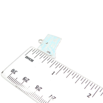 925 Sterling Silver Vintage Enamel "Connecticut" State Map Charm Pendant