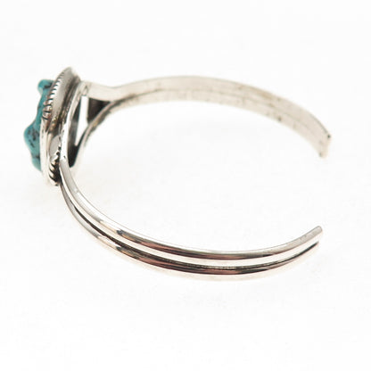 Ed Kee Navajo Old Pawn 925 Sterling Vintage Turquoise Adjustable Bracelet 6.25"
