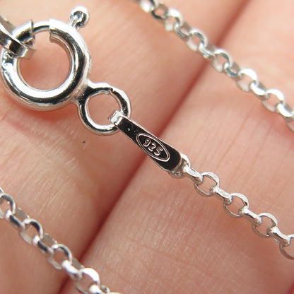 925 Sterling Silver Italy Round-Cut C Z Heart Rolo Chain Necklace 16"