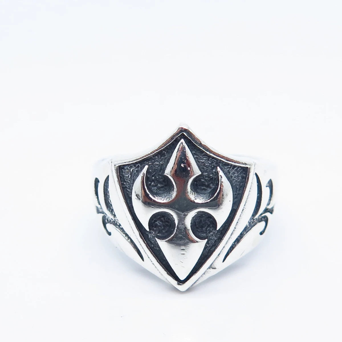 925 Sterling Silver Vintage Modernist Cross Ring Size 11.25