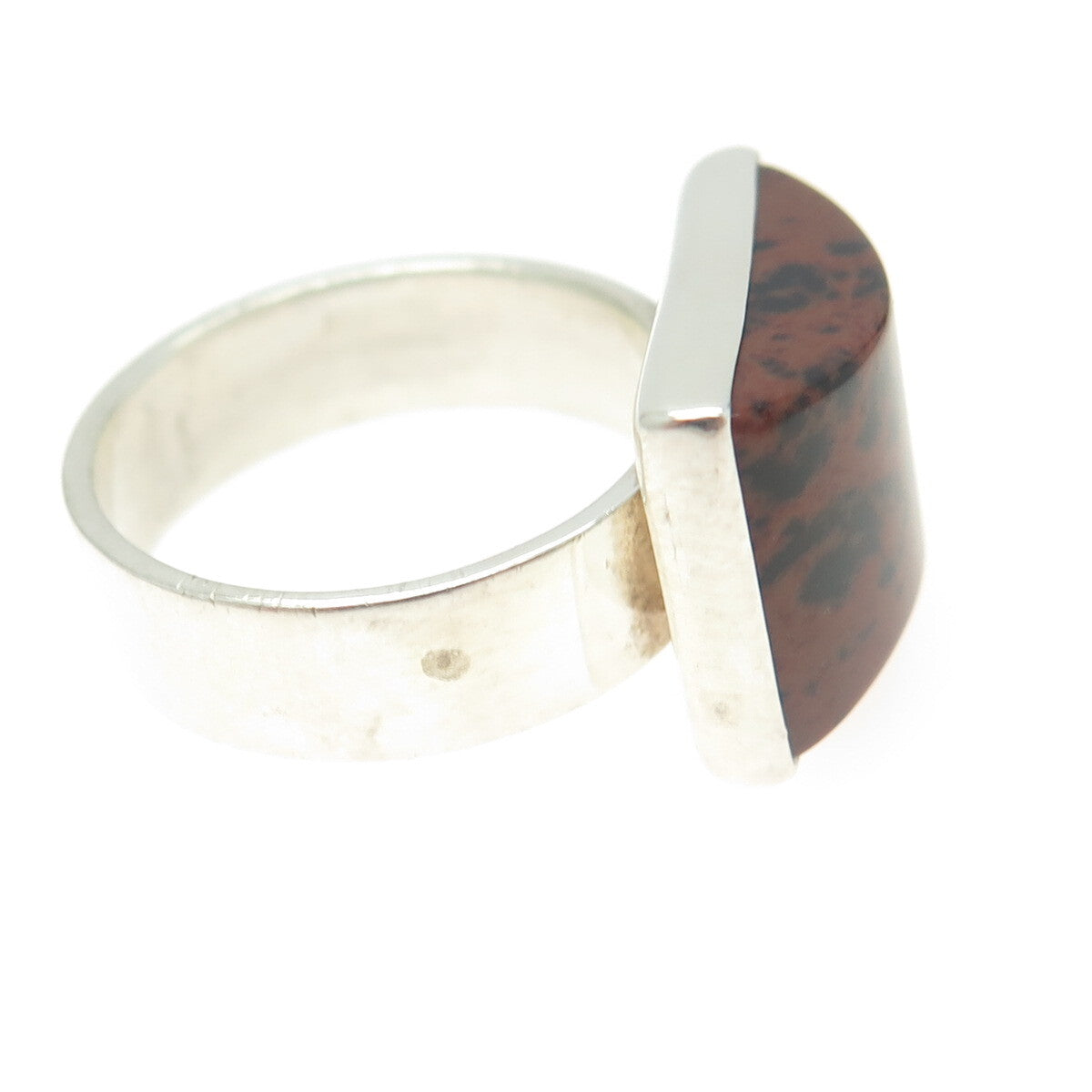 925 Sterling Silver Vintage Mexico Real Picture Jasper Gemstone Ring Size 9.25
