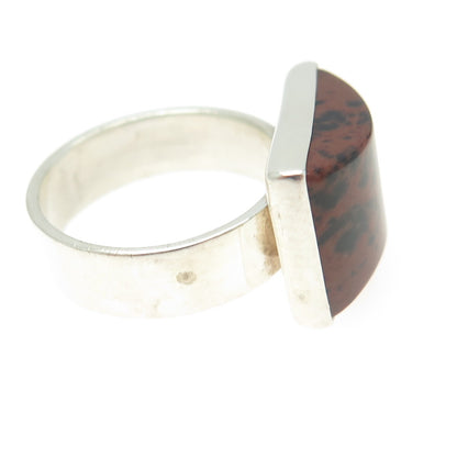 925 Sterling Silver Vintage Mexico Real Picture Jasper Gemstone Ring Size 9.25