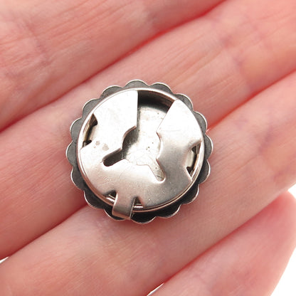 Old Pawn 925 Sterling Silver Vintage Southwestern Concho Tribal Clip Button