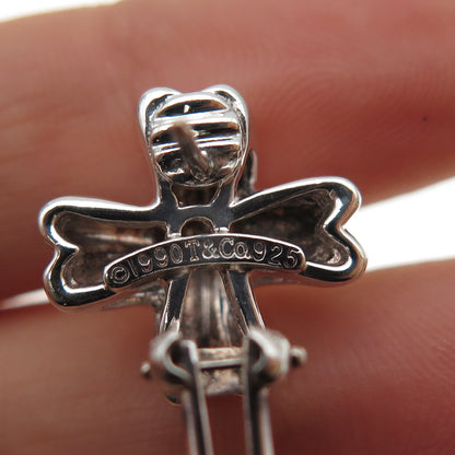 TIFFANY & CO. Sterling Silver Vintage 1990 Signature X-Shape Omega Back Earrings