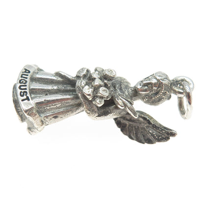 CREED 925 Sterling Silver Antique August Guardian Angel 3D Charm Pendant