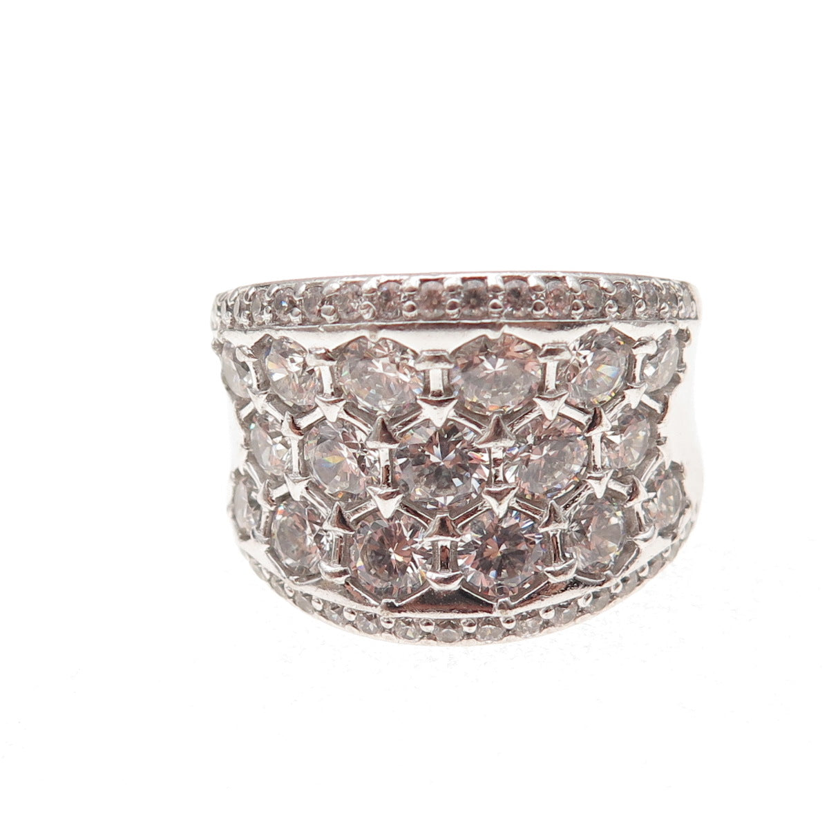 925 Sterling Silver Round-Cut C Z Sparkle Ring Size 9.25