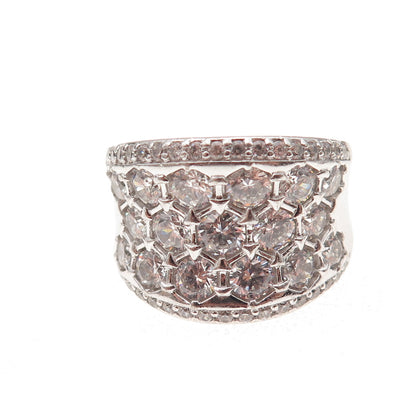 925 Sterling Silver Round-Cut C Z Sparkle Ring Size 9.25