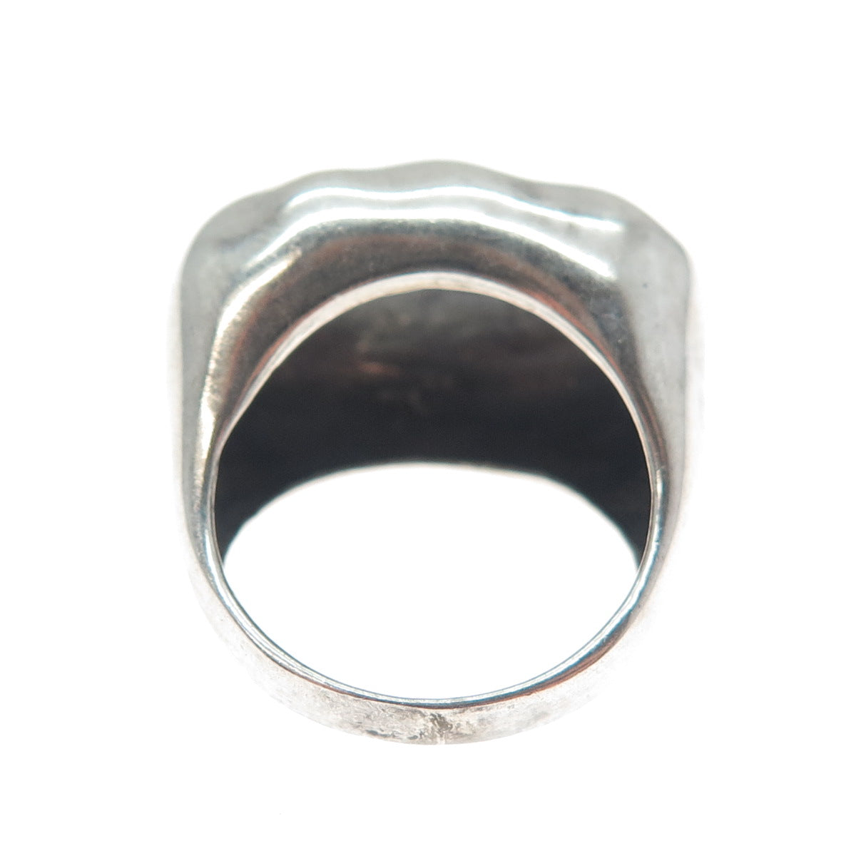 925 Sterling Silver Vintage Modernist Hammered Dome Ring Size 7