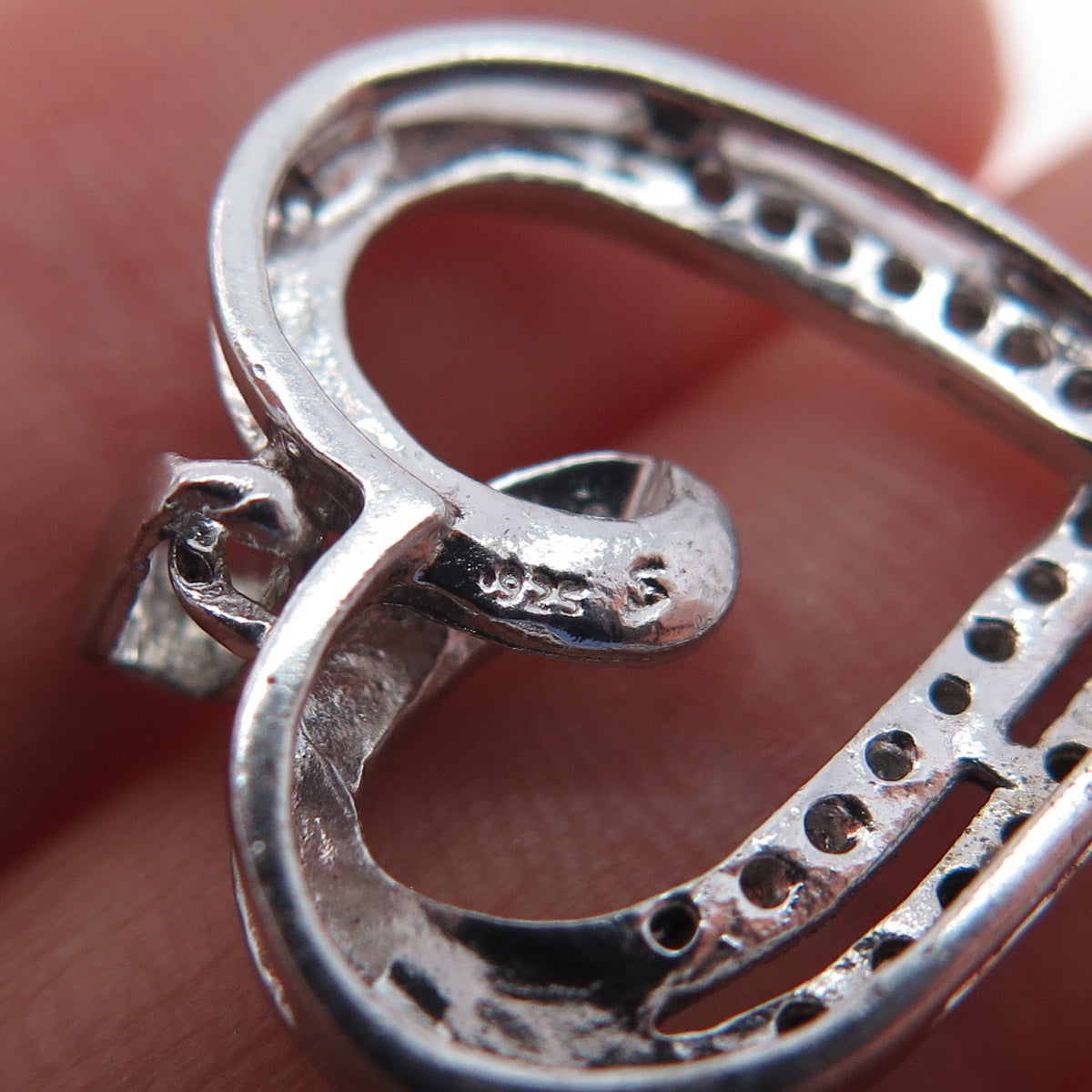 925 Sterling Silver Real Round-Cut Black & White Diamond Heart Charm Pendant