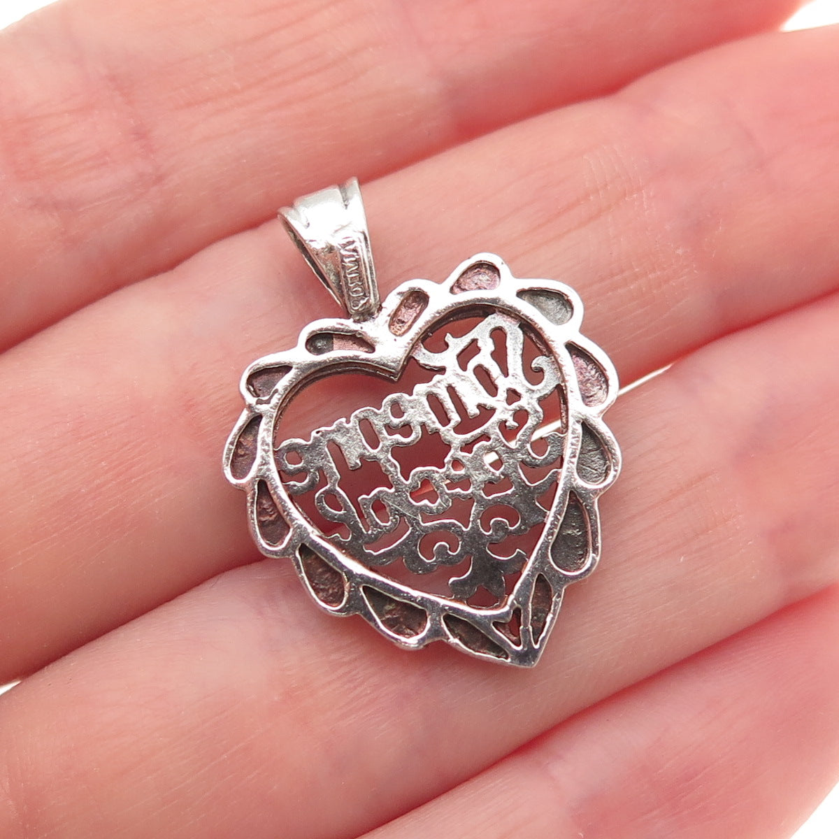 925 Sterling Silver Vintage Someone Special Heart Oxidized Charm Pendant