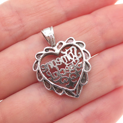 925 Sterling Silver Vintage Someone Special Heart Oxidized Charm Pendant