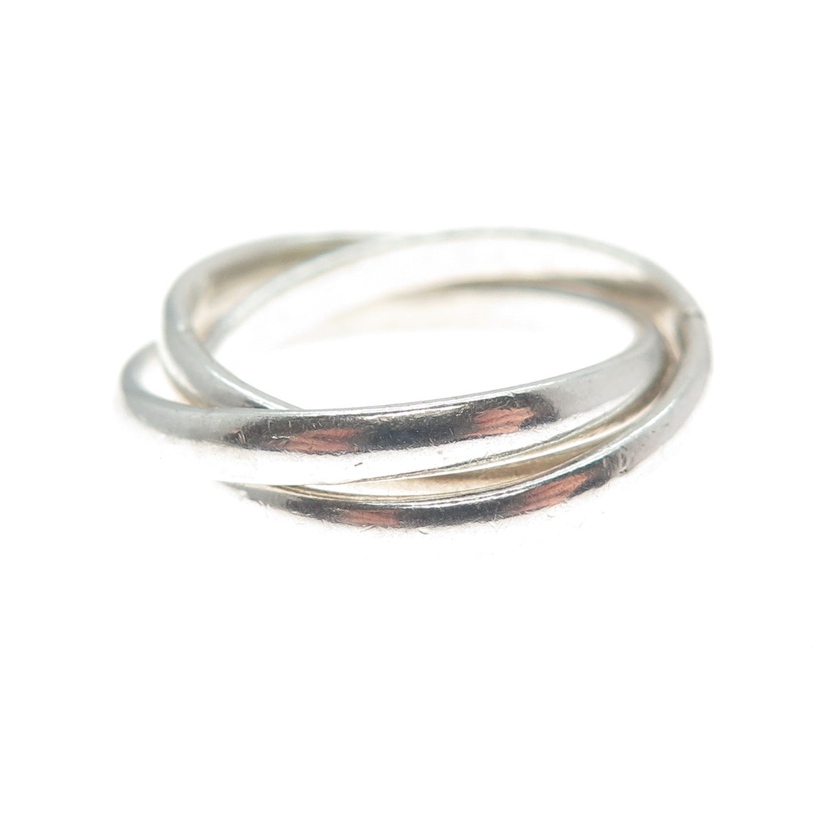 925 Sterling Silver Vintage Mexico Triple Interlocked Band Ring Size 4.75