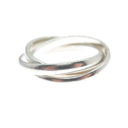 925 Sterling Silver Vintage Mexico Triple Interlocked Band Ring Size 4.75