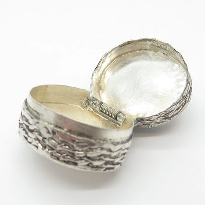 900 Silver Vintage Textured Floral Pill Box