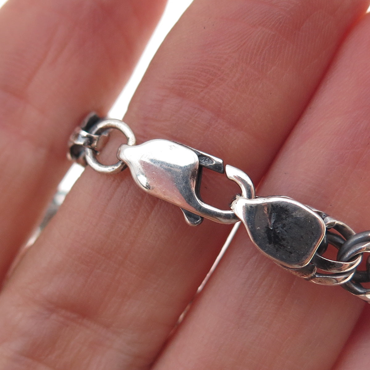 875 Silver Vintage Bismark Oxidized Chain Necklace 24"