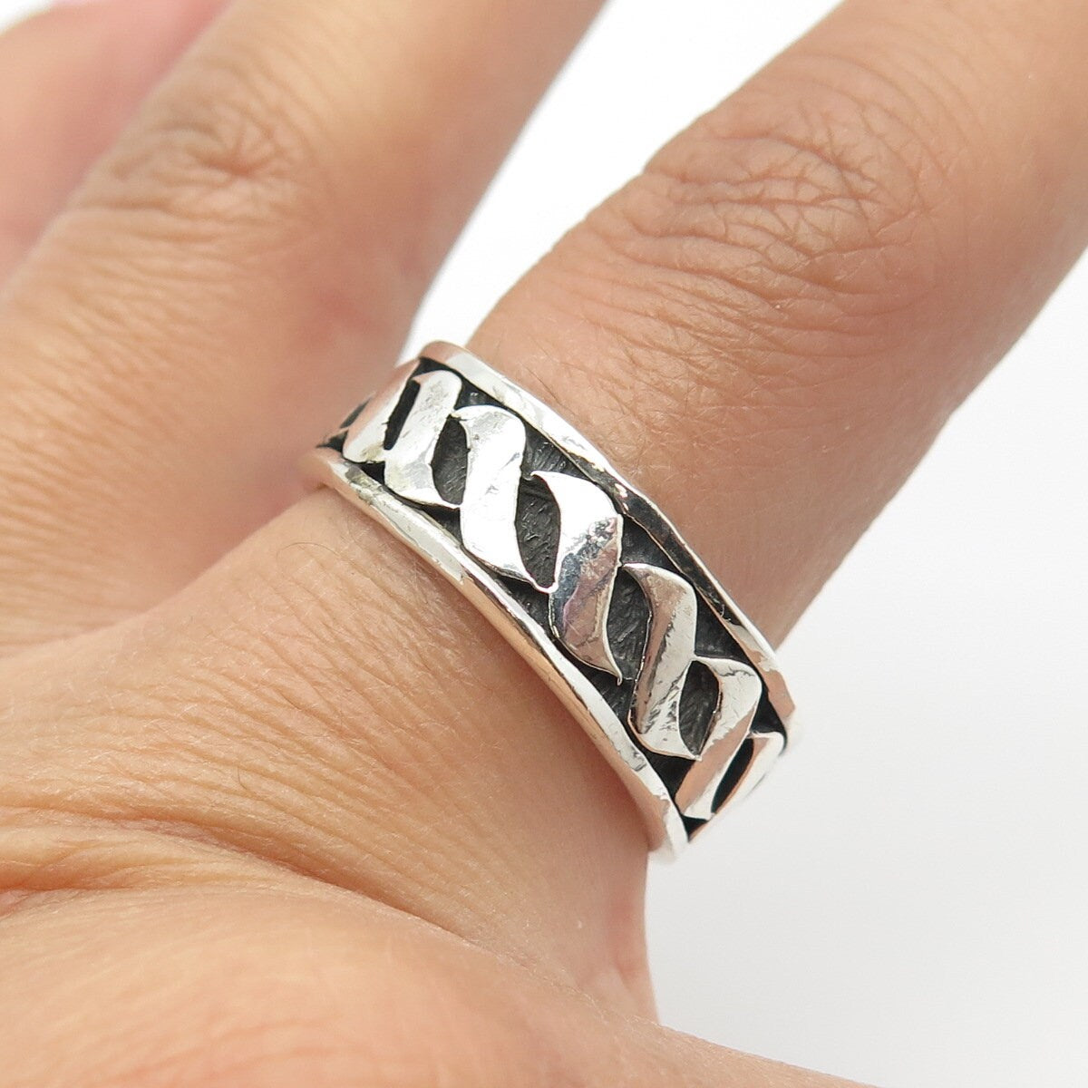 925 Sterling Silver Vintage Braided Band Ring Size 10.75