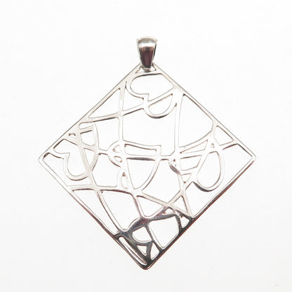 925 Sterling Silver Vintage Italy Heart Spider Web Charm Pendant
