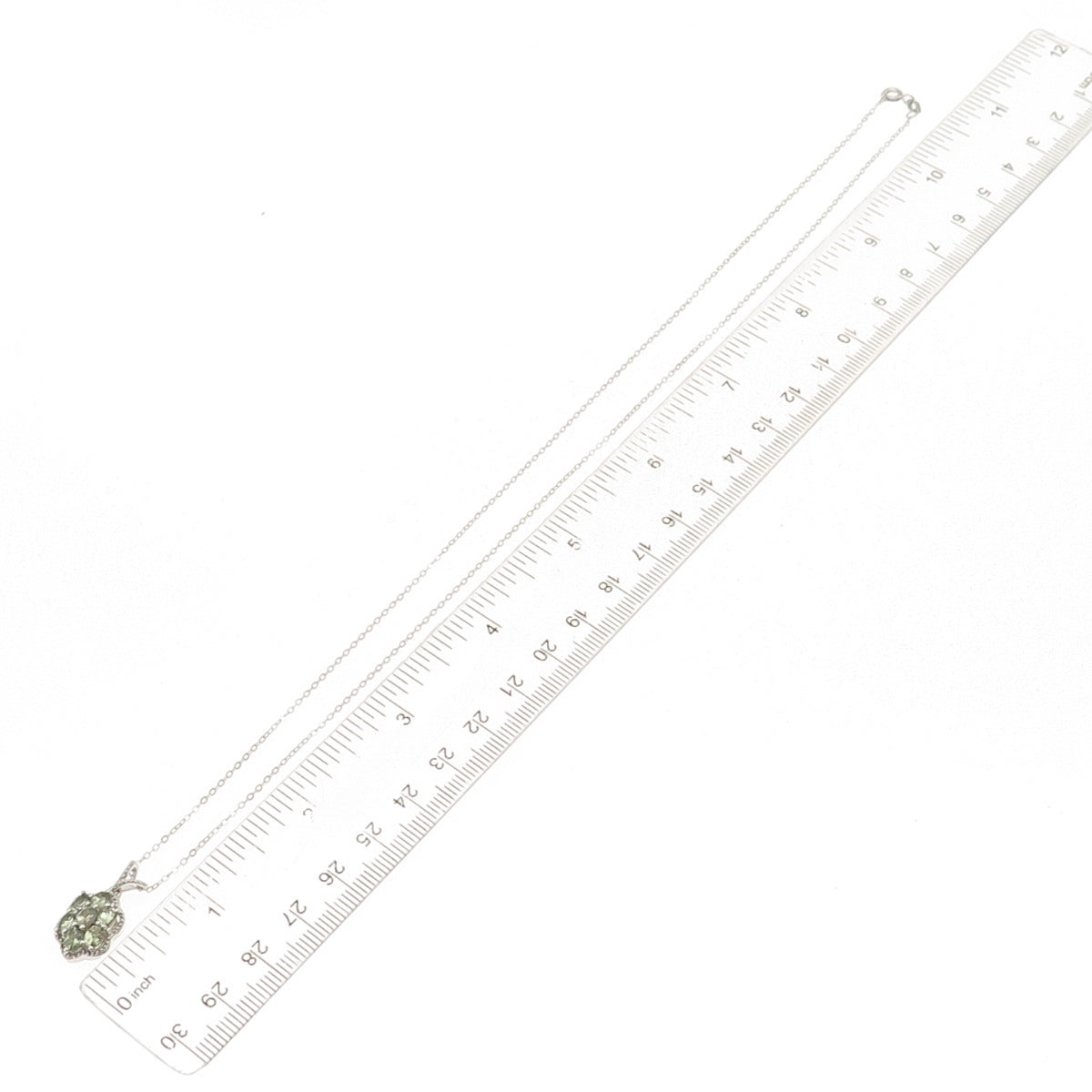 Chuck Clemency 925 Sterling Silver Real Green Amethyst Cable Chain Necklace 20"