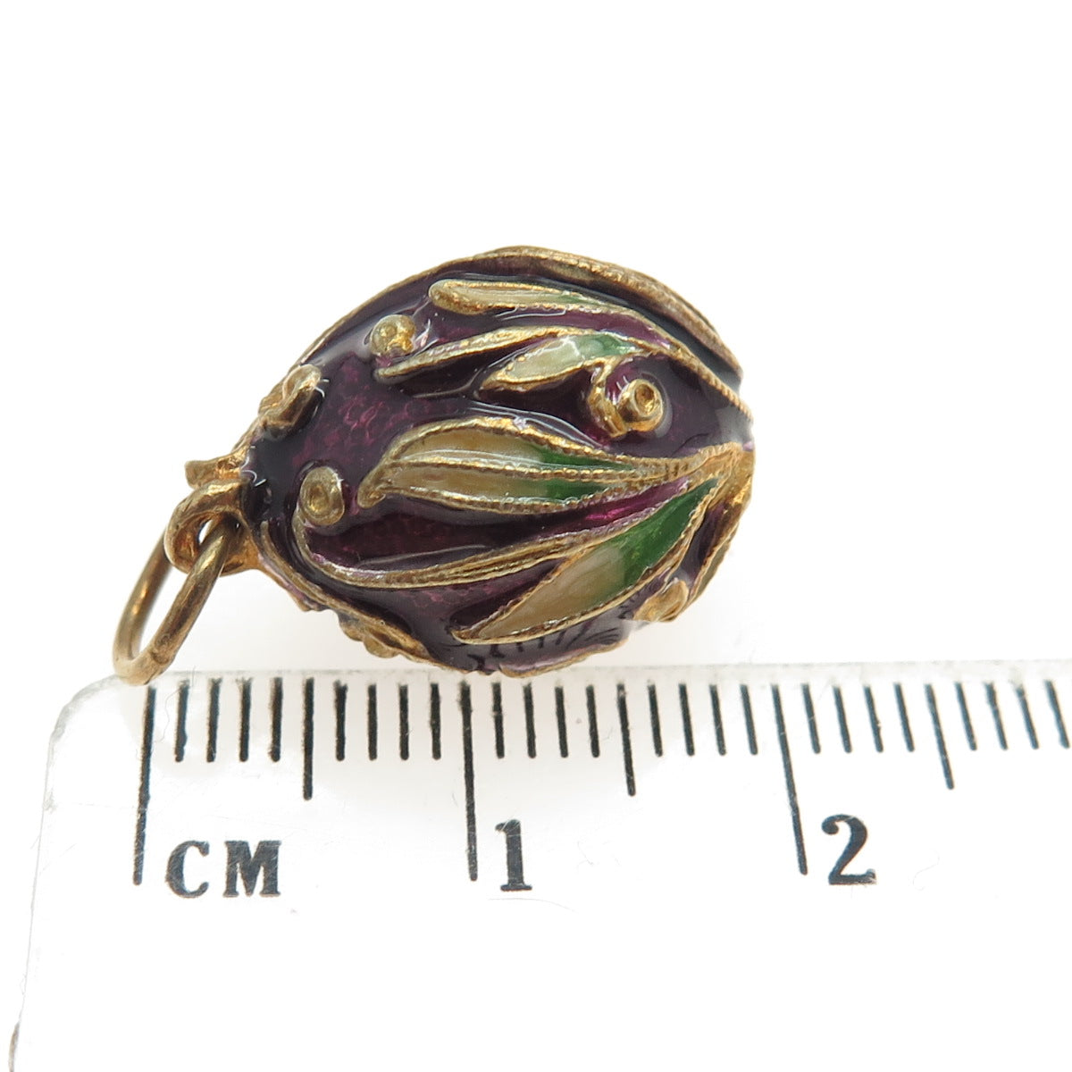 RAFKA Retired 925 Sterling Silver Vermeil Enamel Floral Easter Egg Charm Pendant