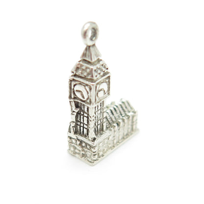 925 Sterling Silver Vintage Big Ben Tower 3D Charm Pendant