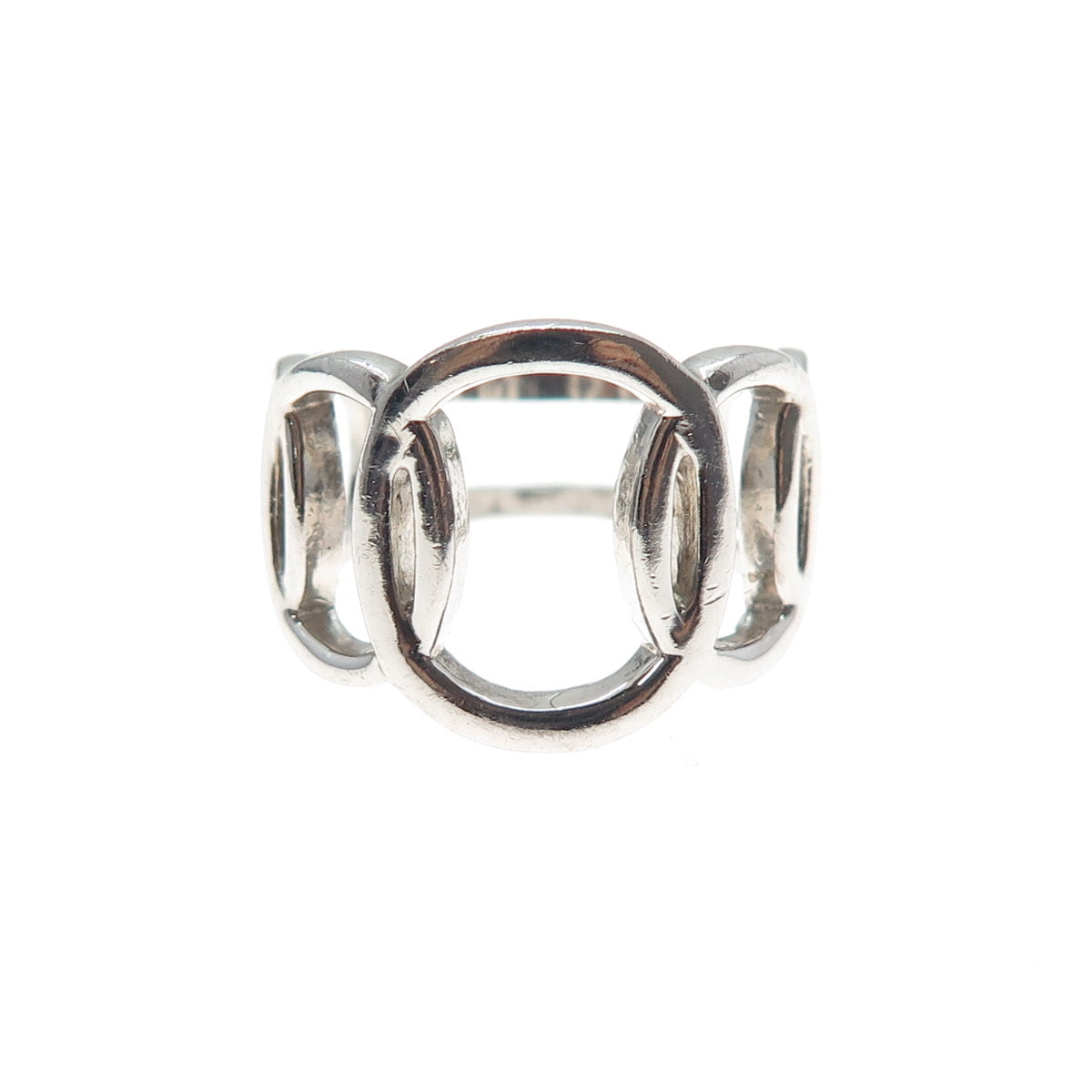 925 Sterling Silver Vintage Interlocked Circle Ring Size 7.25