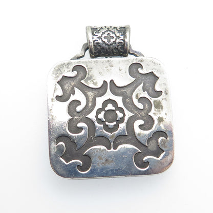 925 Sterling Silver Vintage Ornate Modernist Slide Pendant