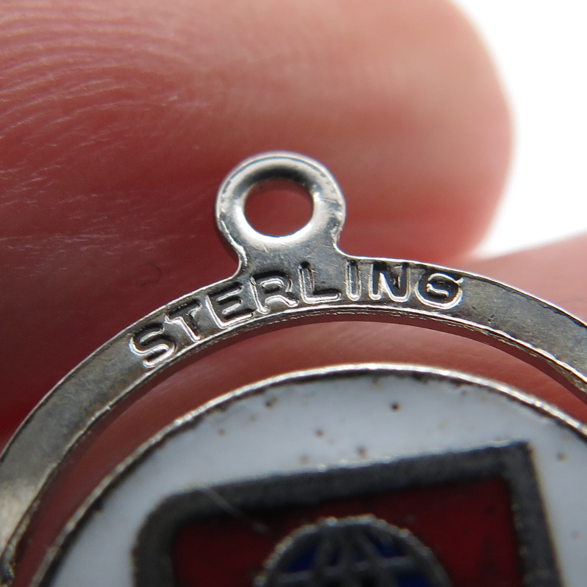 WALT DISNEY Sterling Silver Vintage Enamel Mickey Mouse Reversible Mini Pendant