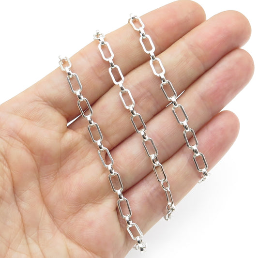 925 Sterling Silver Paperclip Chain Necklace 22"