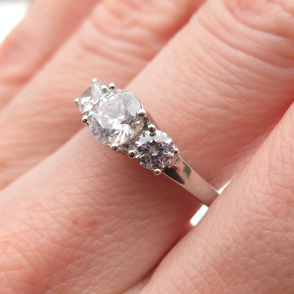 925 Sterling Silver Round-Cut C Z Engagement Ring Size 7.25