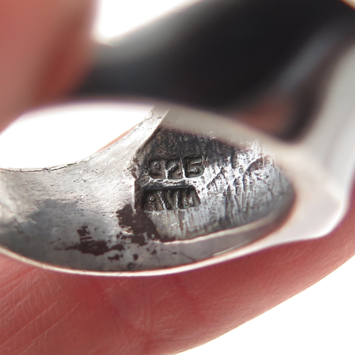 925 Sterling Silver Vintage AVM Mexico Modernist Oxidized Ring Size 6.5