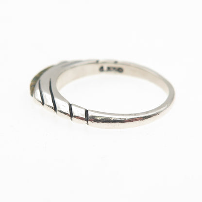 CAROLYN POLLACK 925 Sterling Vintage Real Turquoise Inlay Stackable Ring Size 7