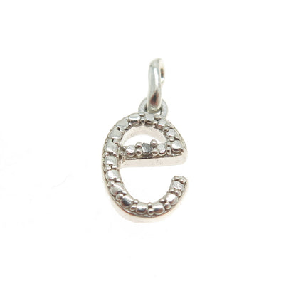 925 Sterling Silver Real Round-Cut Diamond Letter "E" Initial Minimalist Pendant