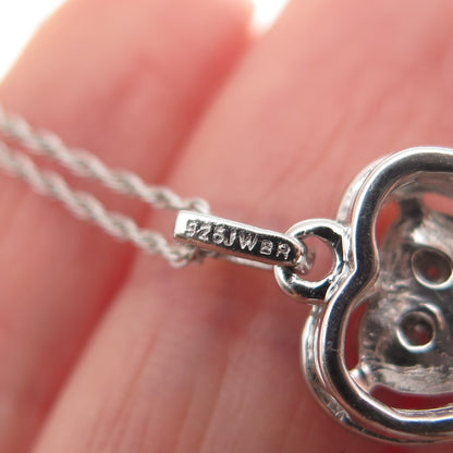 Jane Seymour 925 Sterling Silver 2-Tone Real Diamond Heart Chain Necklace 18"