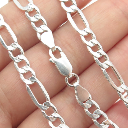 925 Sterling Silver Vintage Italy Figaro Chain Necklace 20"