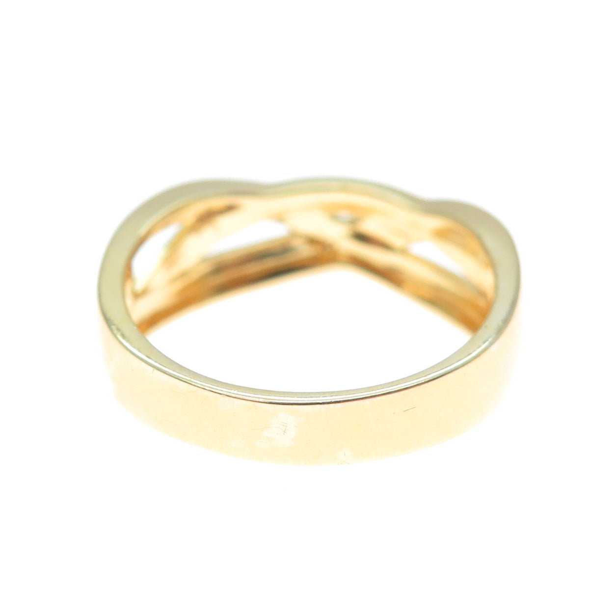 925 Sterling Silver Gold Plated Real Diamond Accent Crisscross Ring Size 9.25