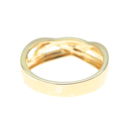 925 Sterling Silver Gold Plated Real Diamond Accent Crisscross Ring Size 9.25