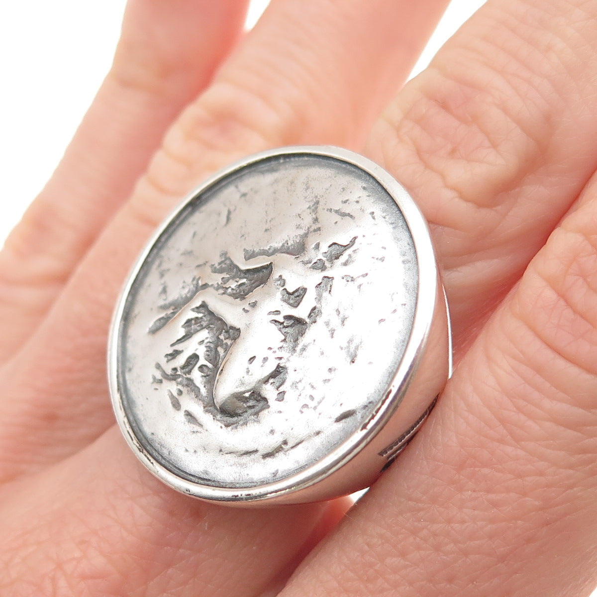 Silpada 925 Sterling Silver Vintage Roman Coin Oxidized Ring Size 7